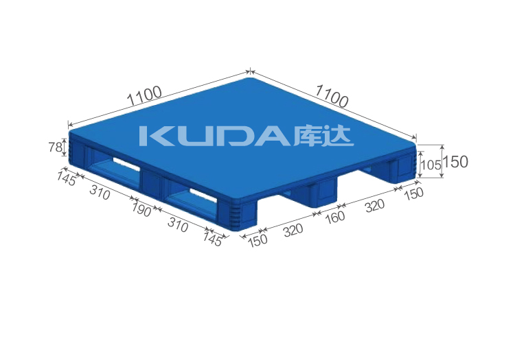 1111平板川字（置钢管）塑料托盘