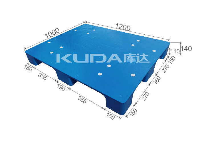 1210K平板九脚（置钢管）塑料托盘