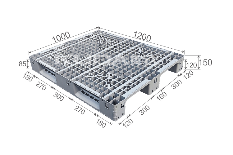 1210A6网格川字（置钢管）塑料托盘