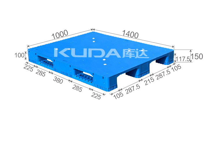 1410B平板川字（置钢管）塑料托盘