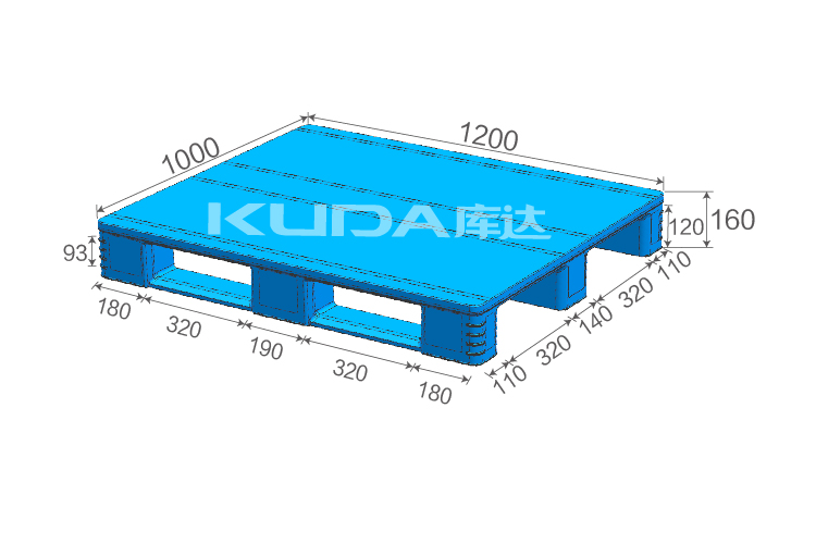 1210A5平板川字（置钢管）塑料托盘